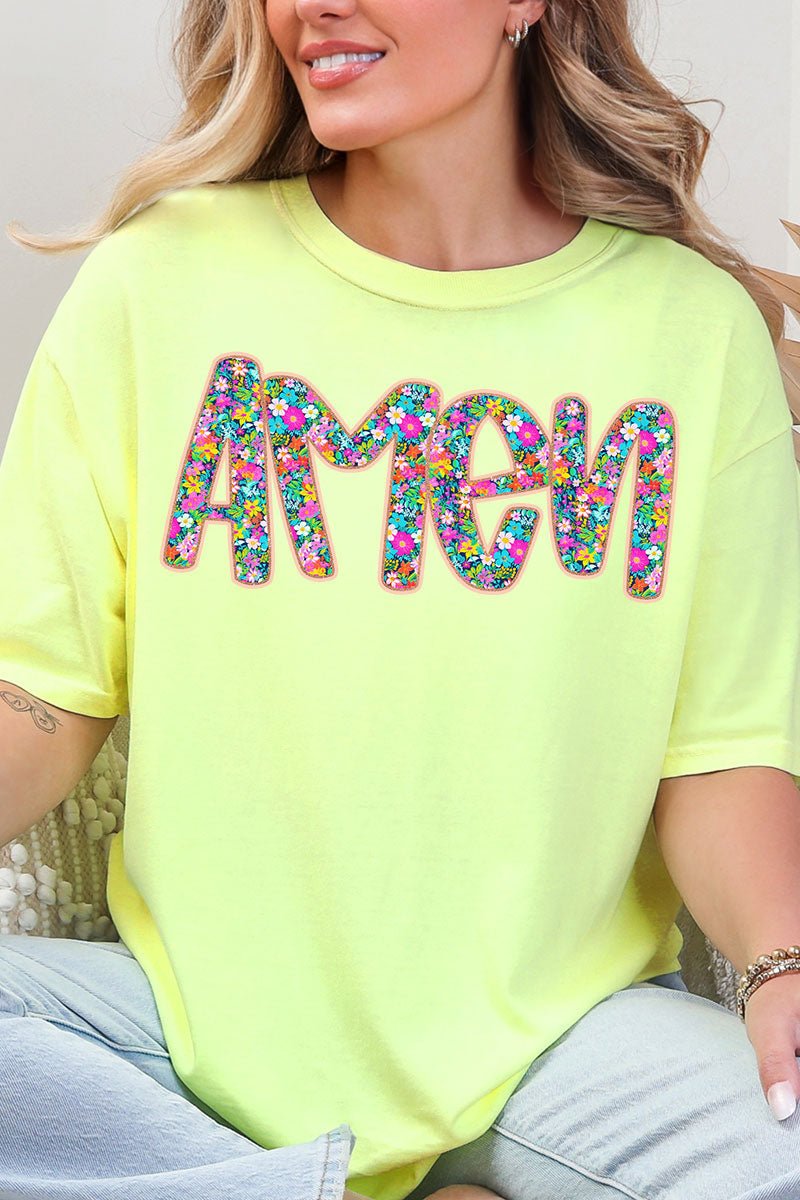 Radiant Amen Floral Comfort Colors Adult Ring - Spun Cotton Tee - Wholesale Accessory Market