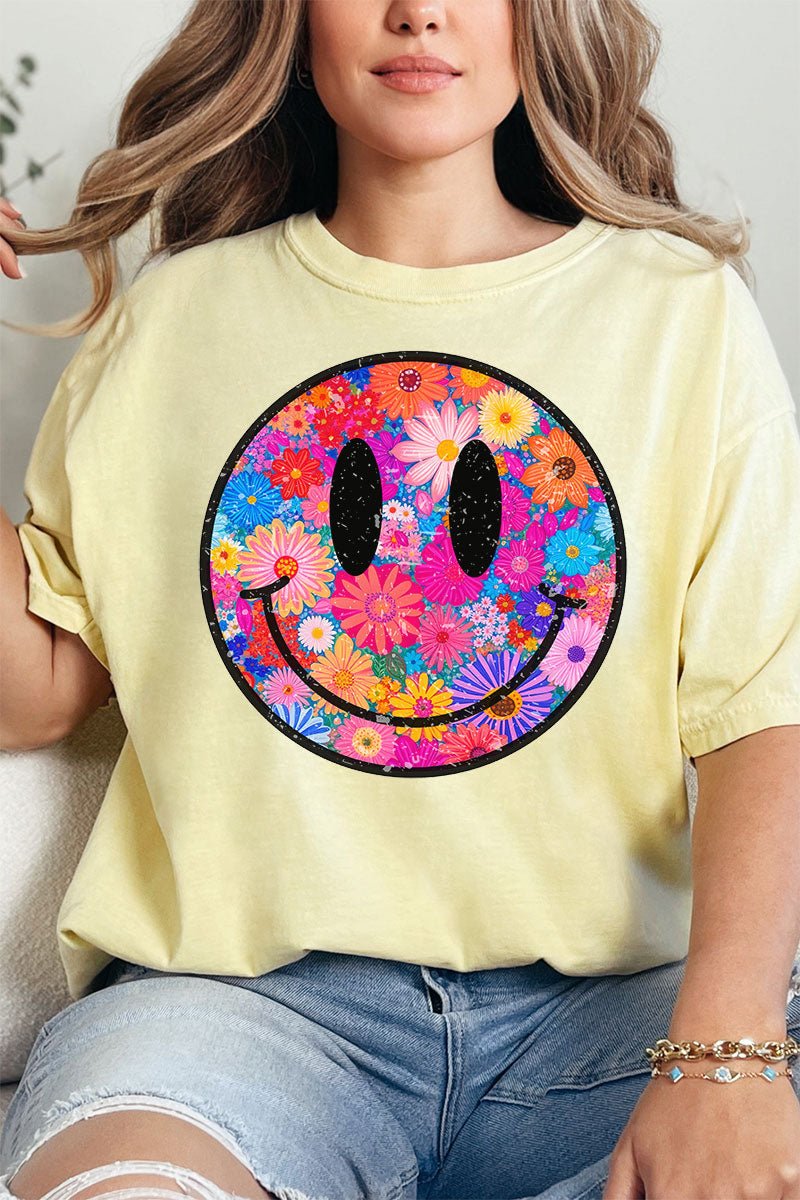 Retro Happy Smiles Comfort Colors Adult Ring - Spun Cotton Tee - Wholesale Accessory Market