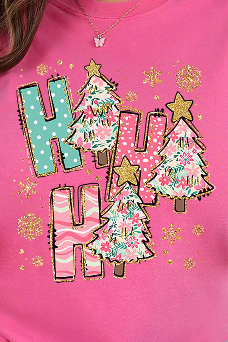 Sparkle Ho Ho Ho Preppy Blossom Comfort Colors Adult Ring - Spun Cotton Tee - Wholesale Accessory Market