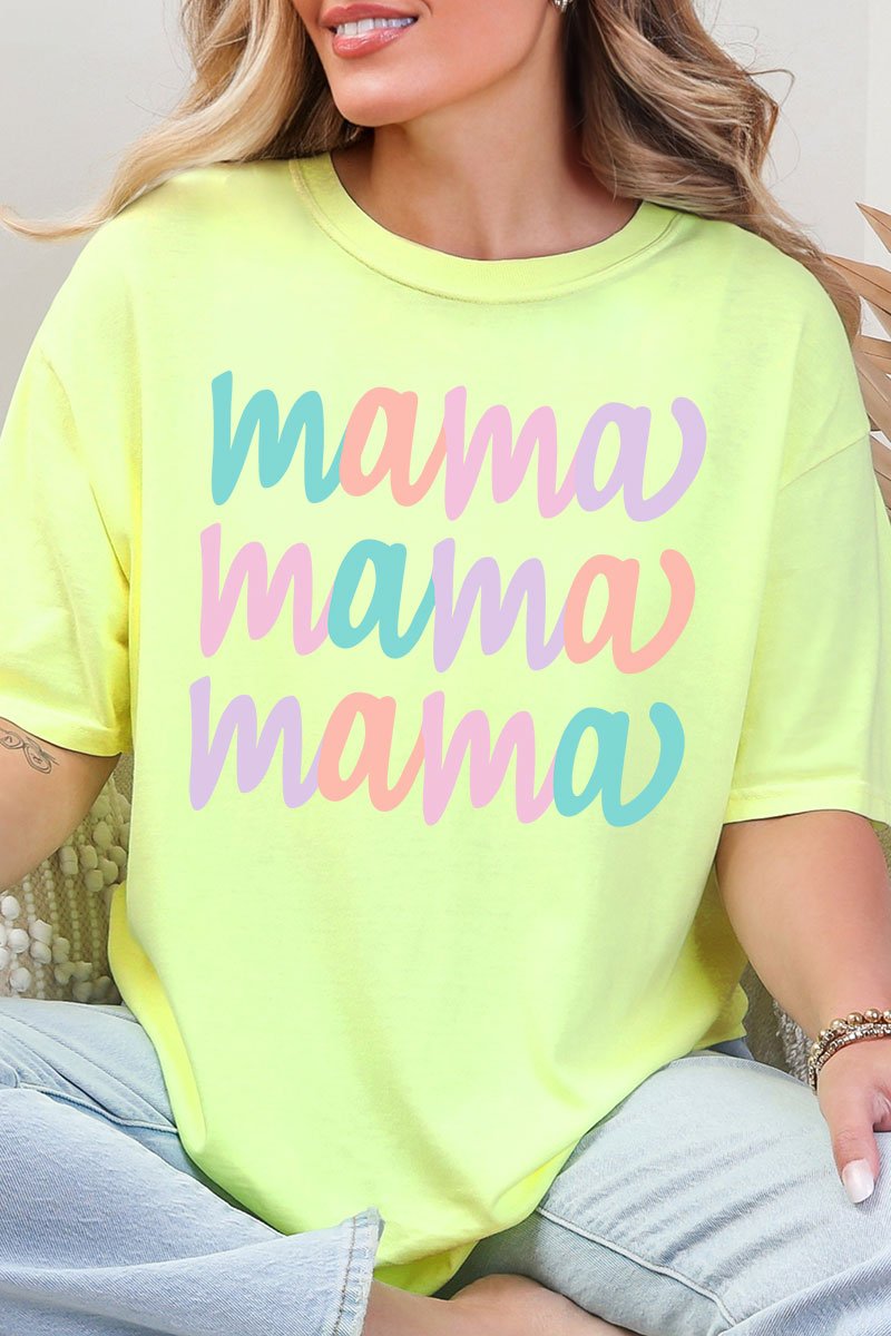 Stacked Pastel Mama Comfort Colors Adult Ring - Spun Cotton Tee - Wholesale Accessory Market