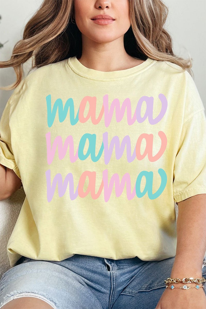 Stacked Pastel Mama Comfort Colors Adult Ring - Spun Cotton Tee - Wholesale Accessory Market