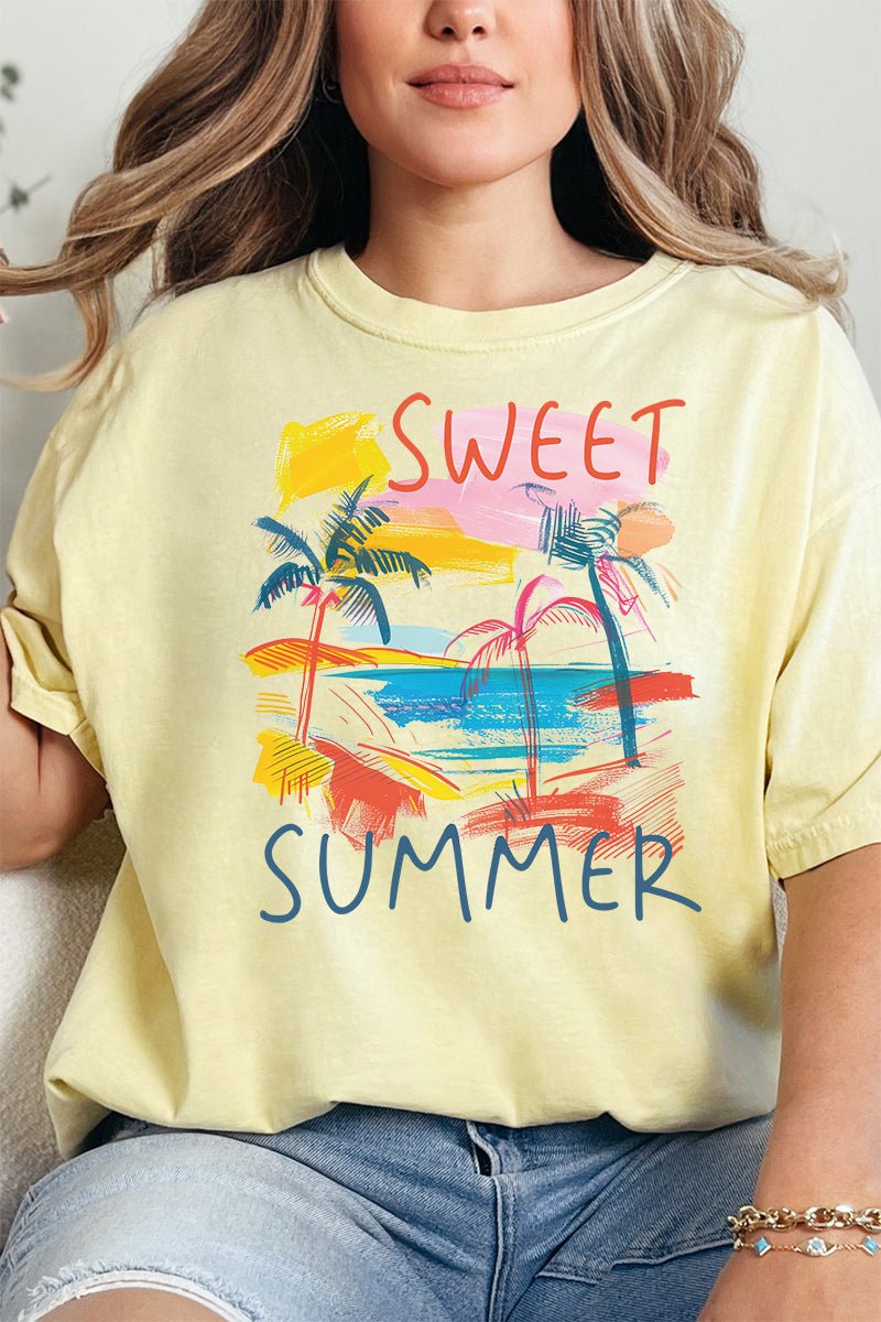 Sweet Summer Palms Comfort Colors Adult Ring - Spun Cotton Tee - Wholesale Accessory Market