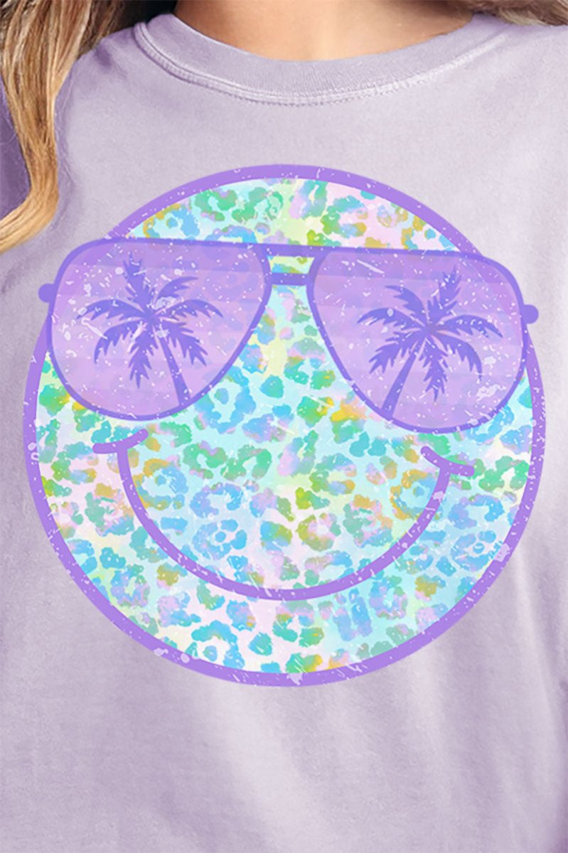 Tropical Cheetah Happy Face Comfort Colors Adult Ring - Spun Cotton Tee - Wholesale Accessory Market