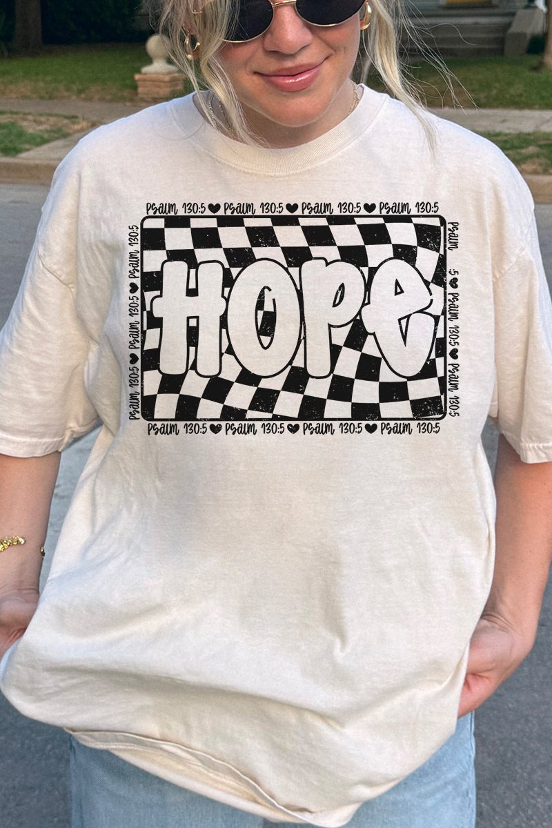 Wavy Checkered Hope Comfort Colors Adult Ring - Spun Cotton Tee - Wholesale Accessory Market