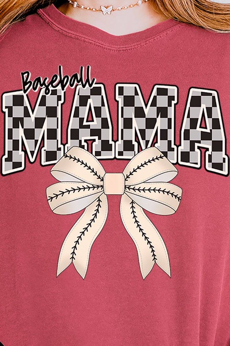 Baseball Checkered Mama Comfort Colors Adult Ring - Spun Cotton Tee - Wholesale Accessory Market