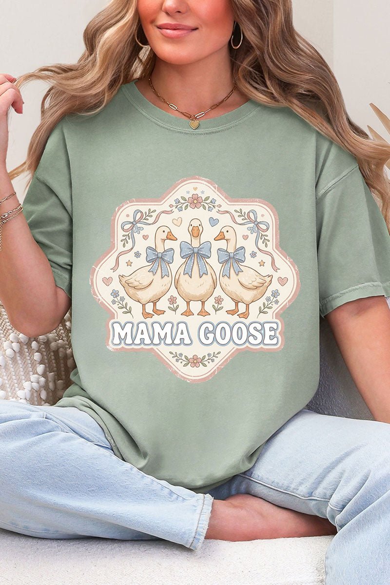 Blue Bow Mama Goose Comfort Colors Adult Ring - Spun Cotton Tee - Wholesale Accessory Market