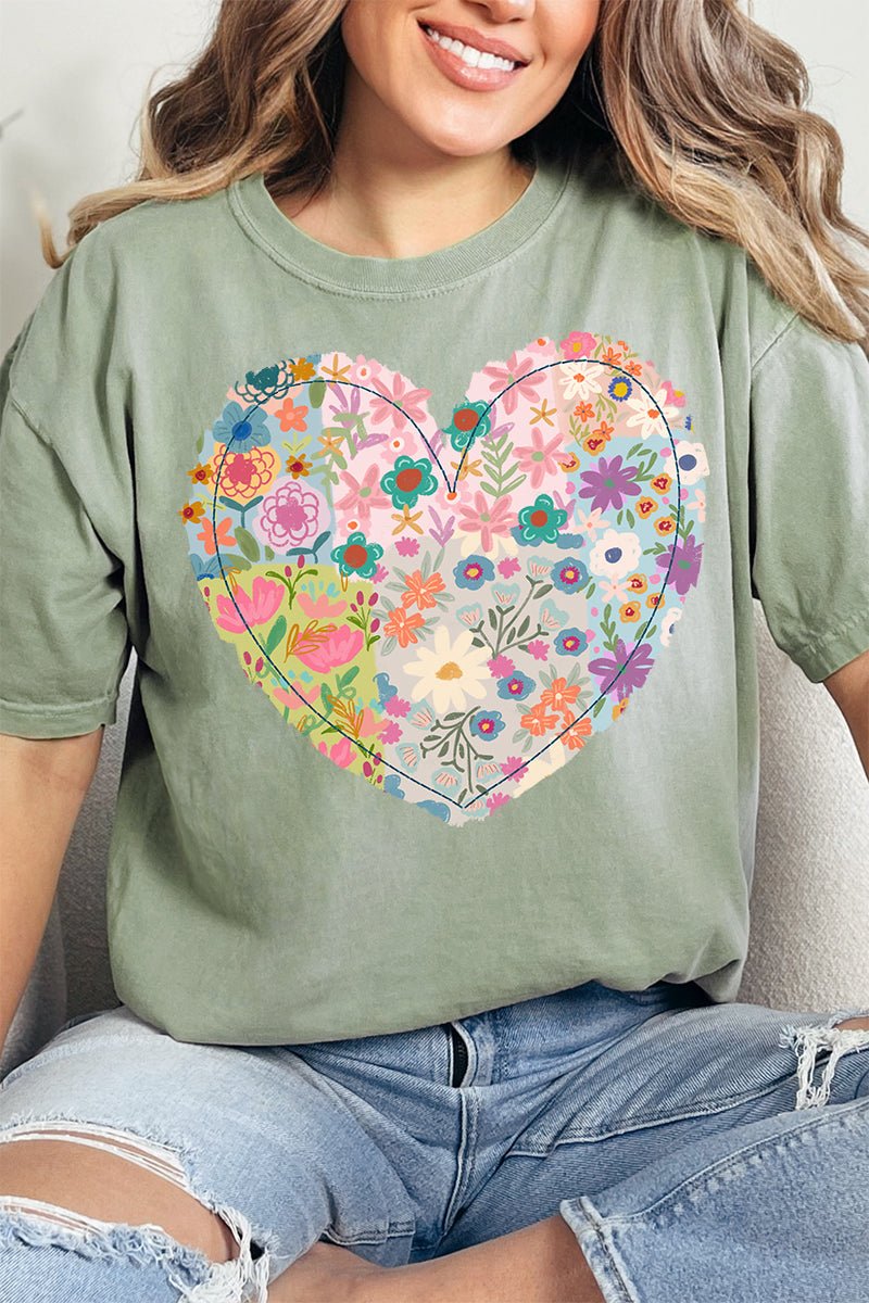 Boho Floral Heart Comfort Colors Adult Ring - Spun Cotton Tee - Wholesale Accessory Market
