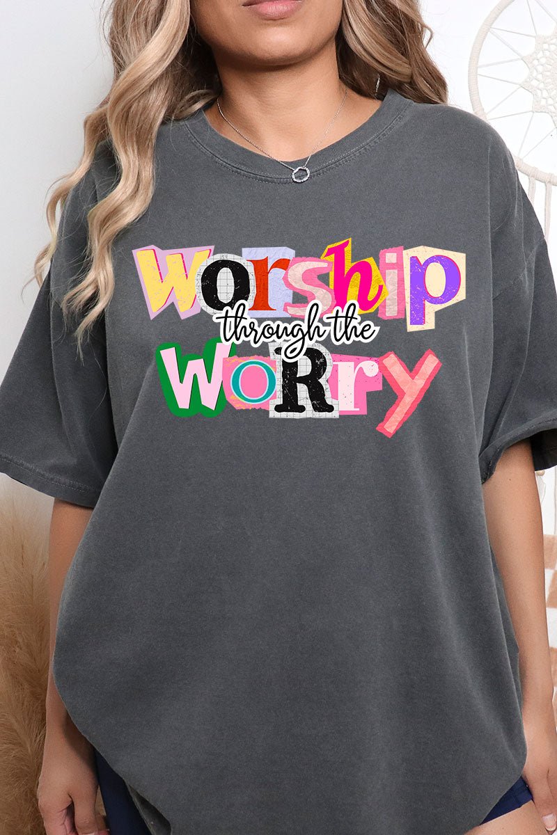 Bold Worship Through The Worry Comfort Colors Adult Ring - Spun Cotton Tee - Wholesale Accessory Market