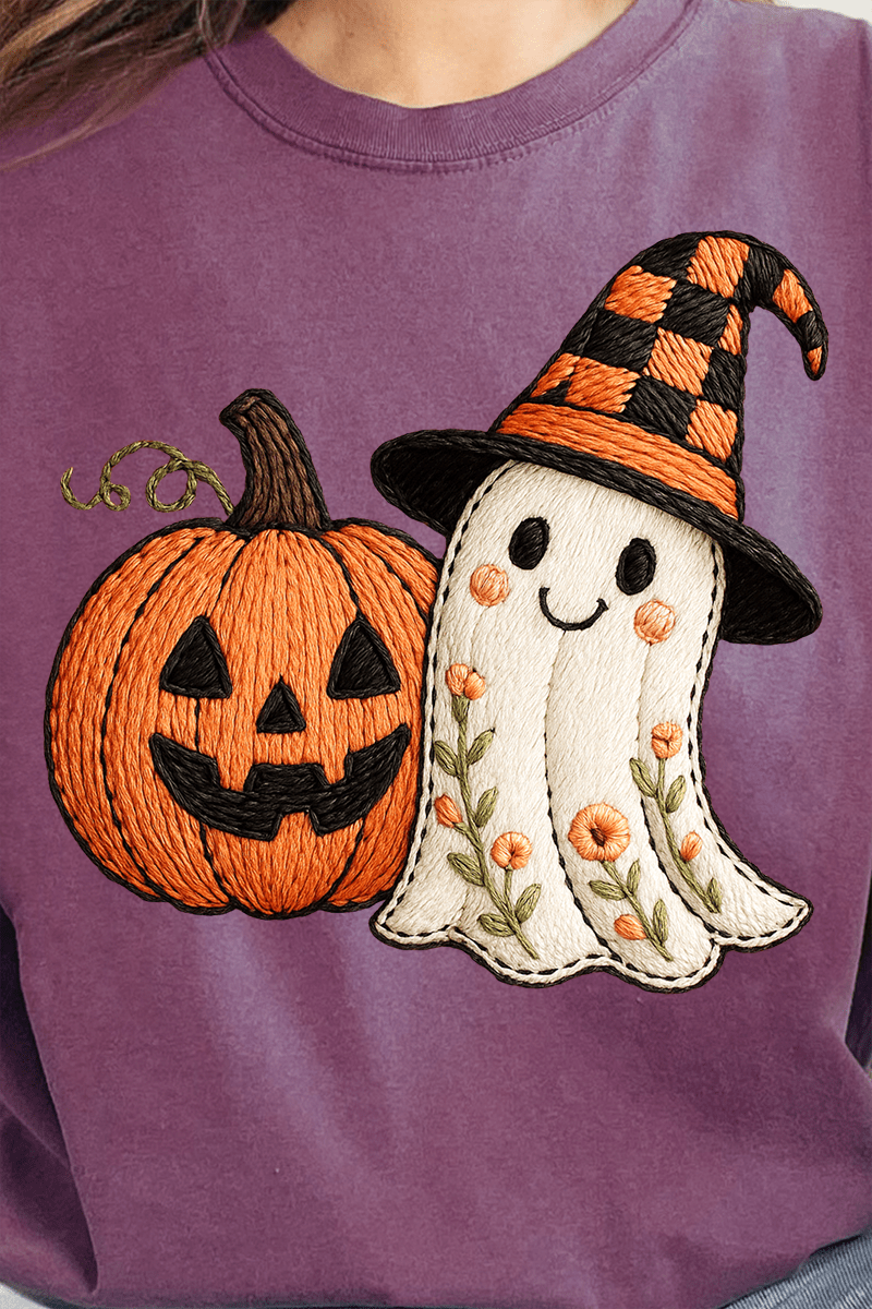 Boo - tiful Stitches Faux Embroidery Comfort Colors Adult Ring - Spun Cotton Tee - Wholesale Accessory Market