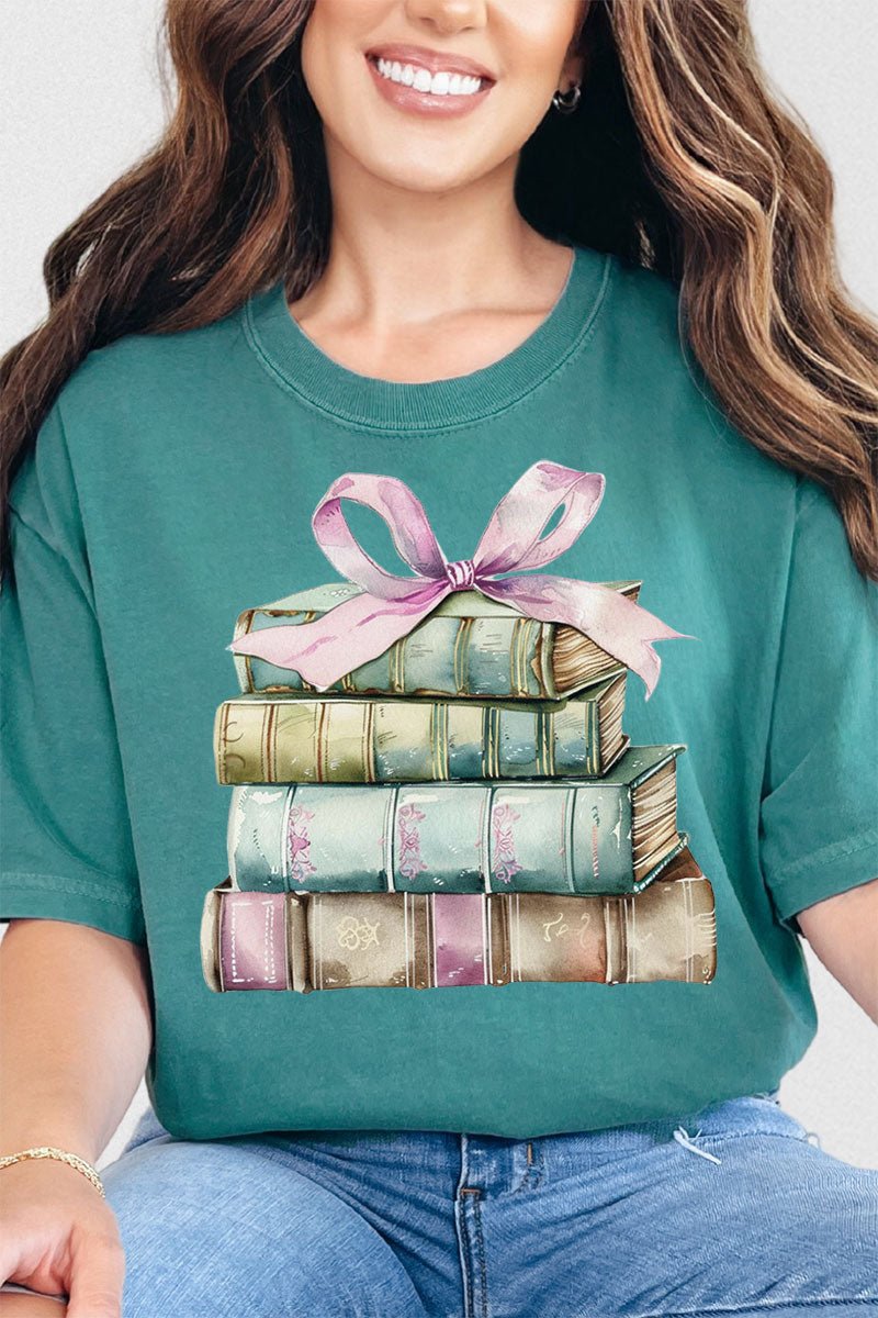 Bows And Books Comfort Colors Adult Ring - Spun Cotton Tee - Wholesale Accessory Market