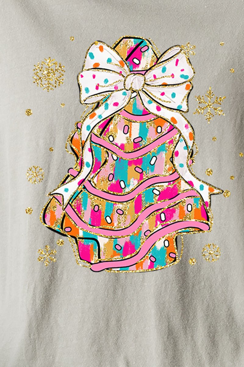 Brushed Colorful Christmas Tree Cake Comfort Colors Adult Ring - Spun Cotton Tee - Wholesale Accessory Market