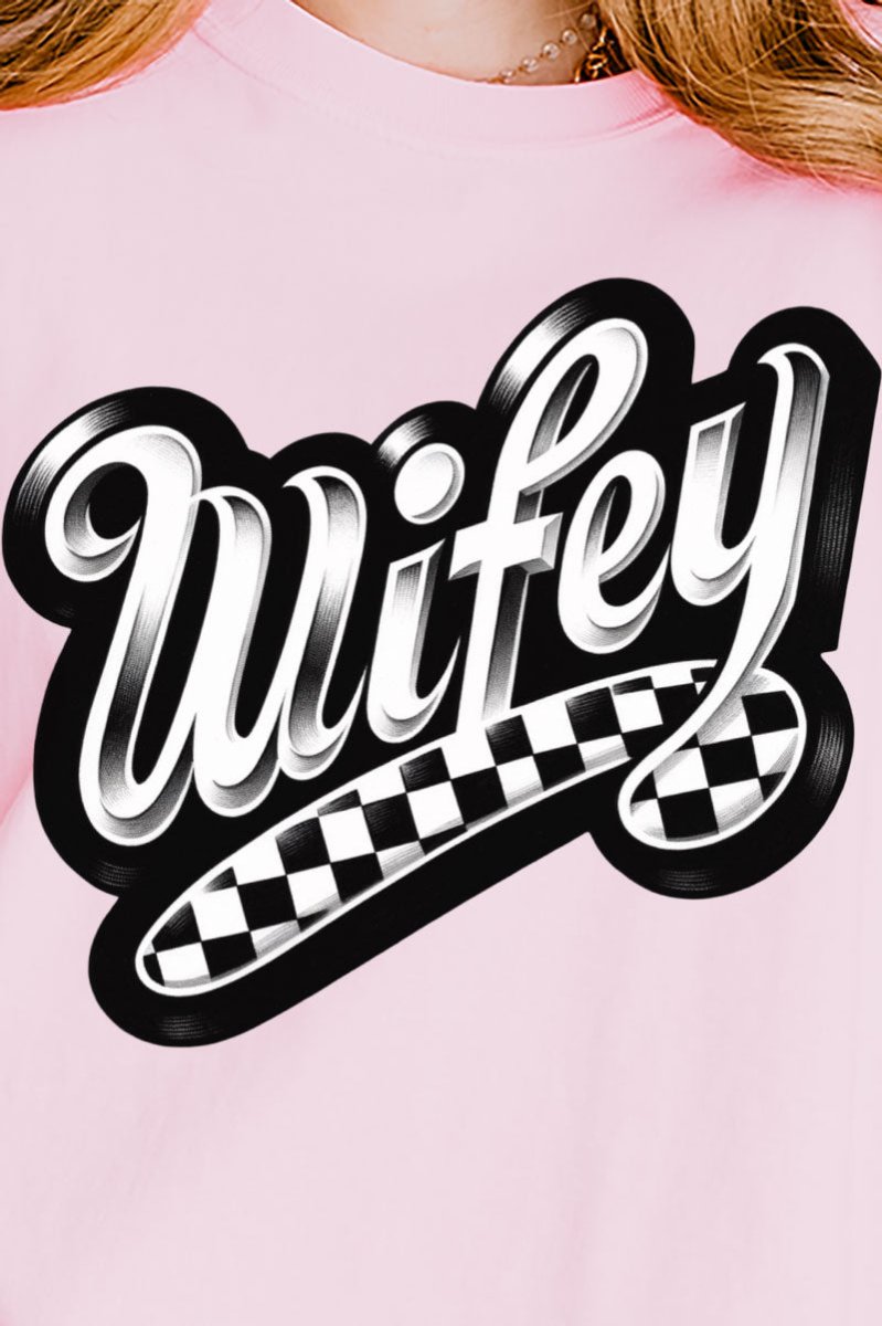 Bubble Checkered Wifey Comfort Colors Adult Ring - Spun Cotton Tee - Wholesale Accessory Market