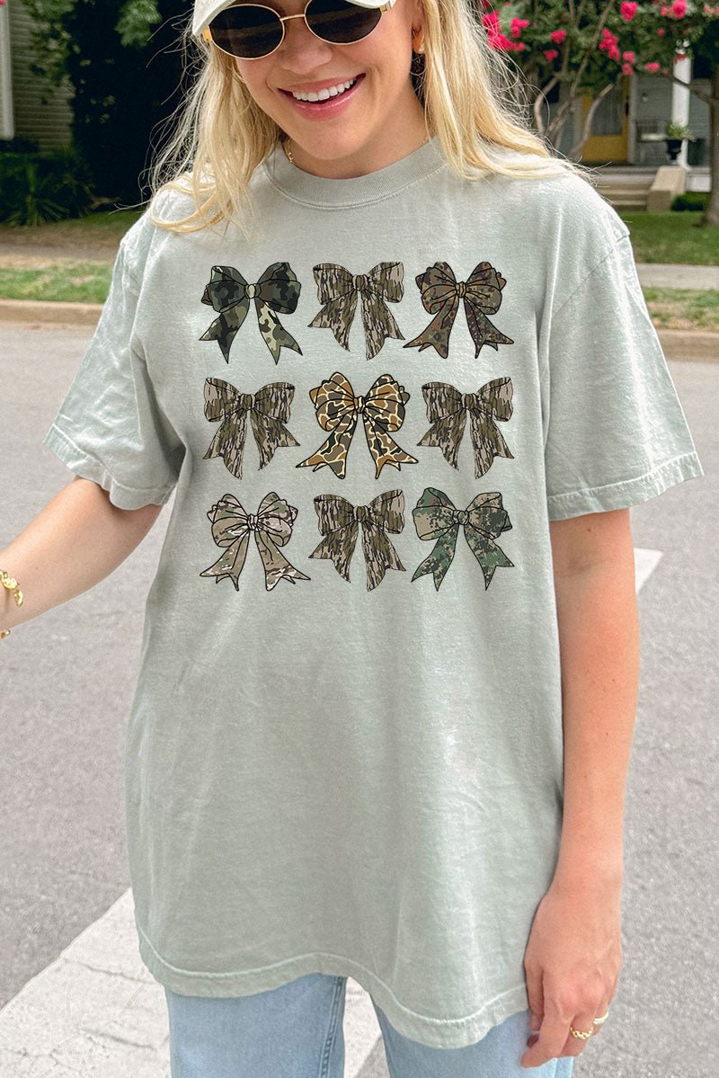 Camo Collage Coquette Bows Comfort Colors Adult Ring - Spun Cotton Tee - Wholesale Accessory Market