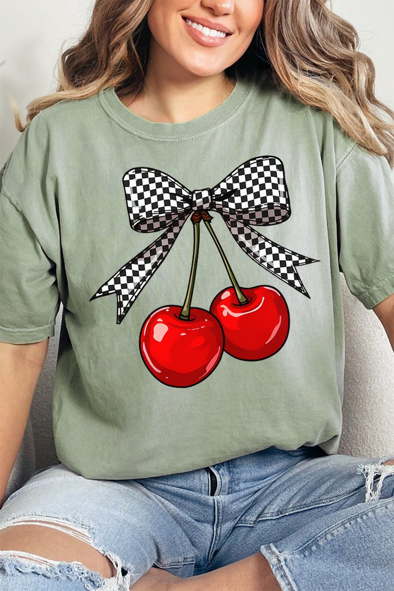 Checkered Cherry Dream Comfort Colors Adult Ring - Spun Cotton Tee - Wholesale Accessory Market