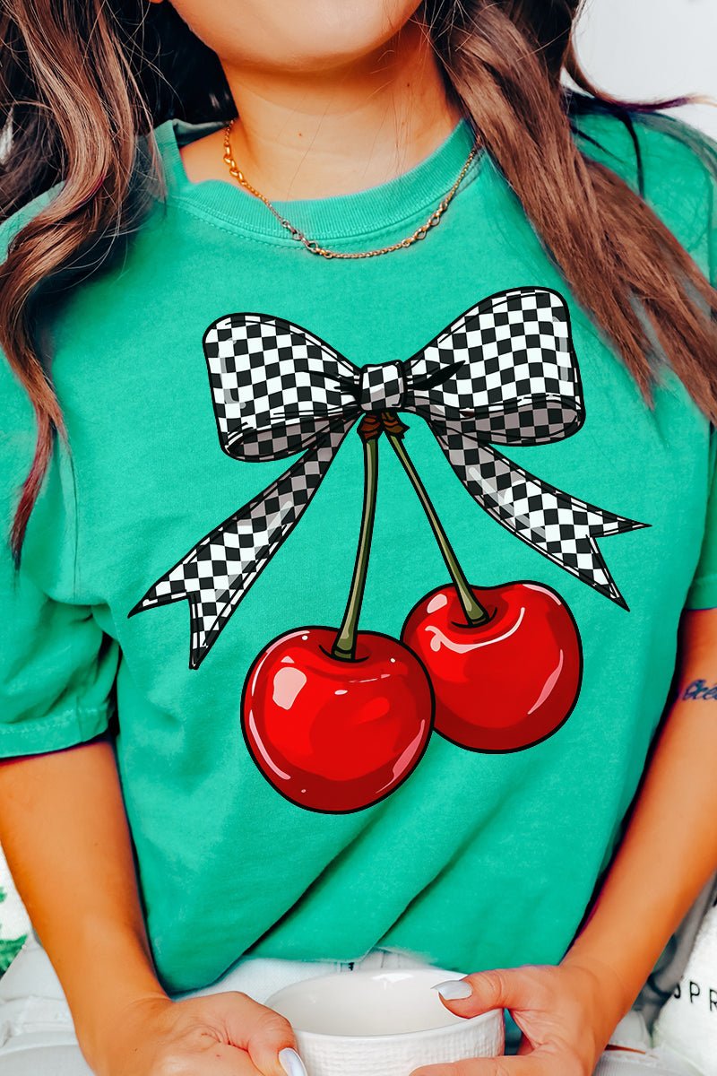 Checkered Cherry Dream Comfort Colors Adult Ring - Spun Cotton Tee - Wholesale Accessory Market