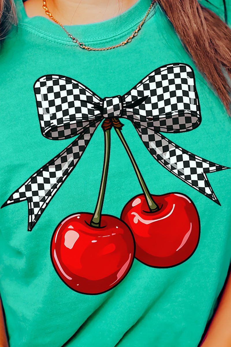 Checkered Cherry Dream Comfort Colors Adult Ring - Spun Cotton Tee - Wholesale Accessory Market