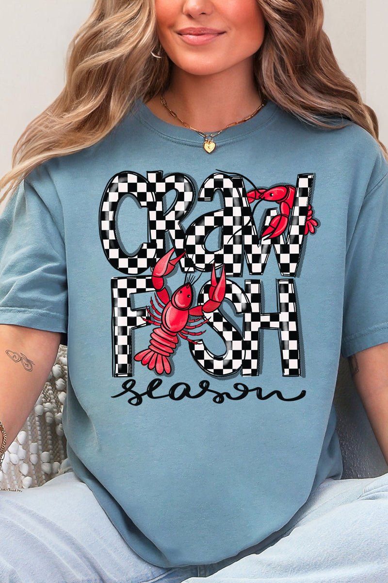 Checkered Crawfish Season Comfort Colors Adult Ring - Spun Cotton Tee - Wholesale Accessory Market