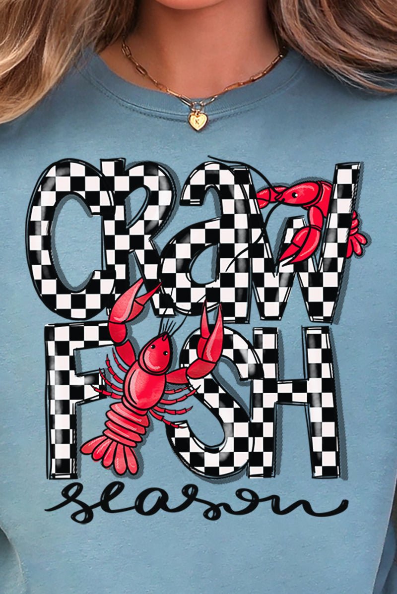 Checkered Crawfish Season Comfort Colors Adult Ring - Spun Cotton Tee - Wholesale Accessory Market