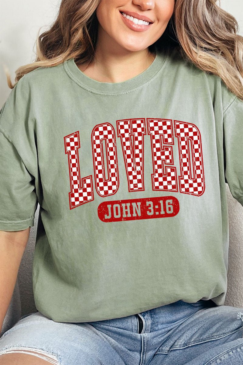 Checkered Loved Comfort Colors Adult Ring - Spun Cotton Tee - Wholesale Accessory Market