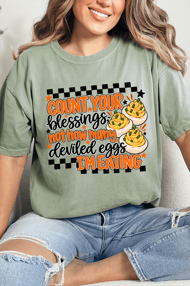 Count Blessings Not Deviled Eggs Comfort Colors Adult Ring-Spun Cotton Tee - Wholesale Accessory Market