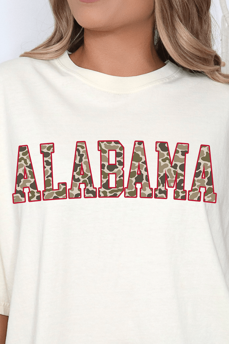 Crimson Alabama Camo Comfort Colors Adult Ring - Spun Cotton Tee - Wholesale Accessory Market