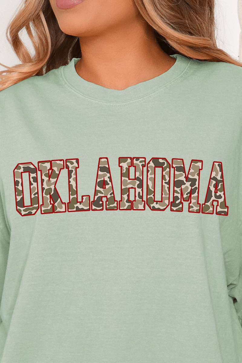 Crimson Oklahoma Camo Comfort Colors Adult Ring - Spun Cotton Tee - Wholesale Accessory Market