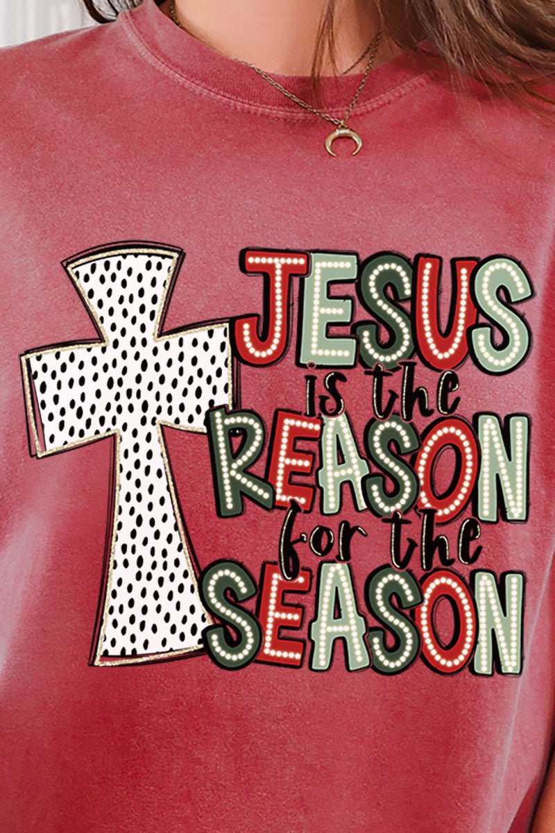 Cross Jesus Is The Reason For The Season Comfort Colors Adult Ring - Spun Cotton Tee - Wholesale Accessory Market