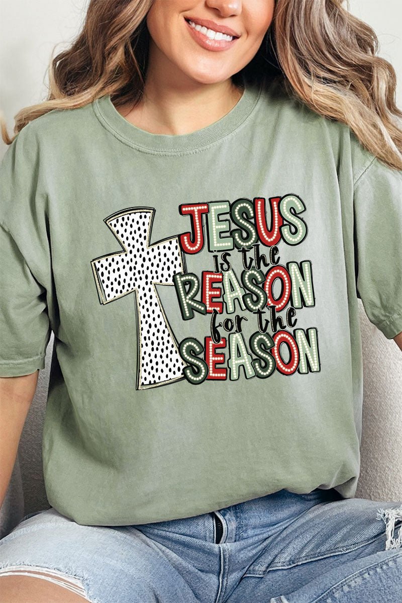Cross Jesus Is The Reason For The Season Comfort Colors Adult Ring - Spun Cotton Tee - Wholesale Accessory Market