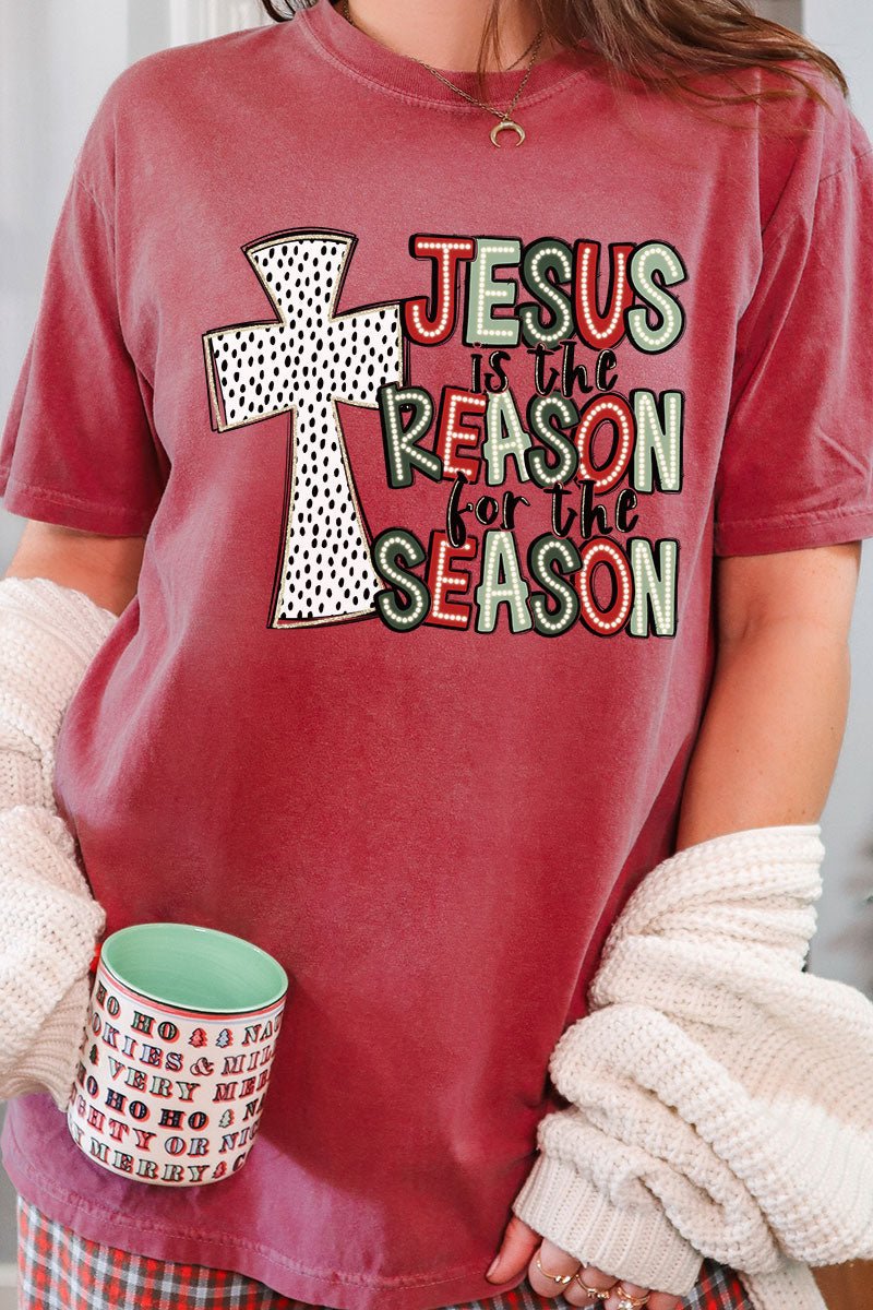Cross Jesus Is The Reason For The Season Comfort Colors Adult Ring - Spun Cotton Tee - Wholesale Accessory Market