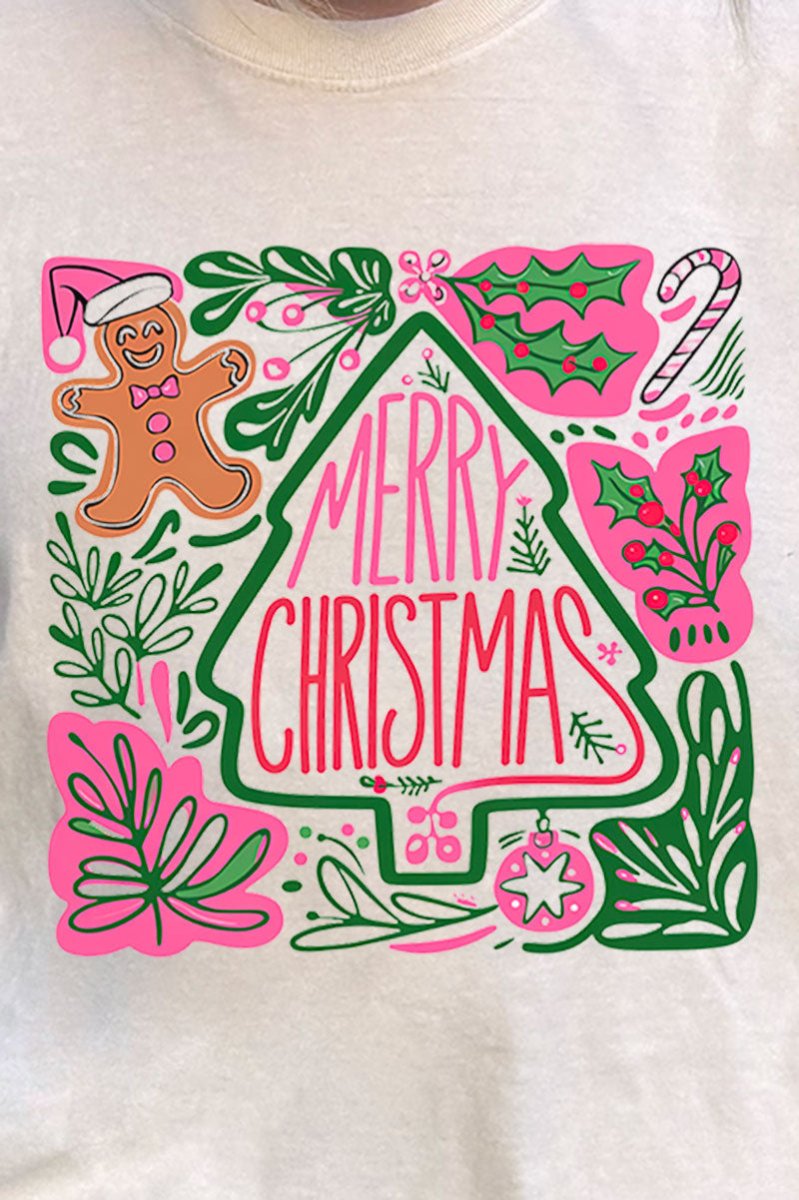 Doodle Merry Christmas Boho Comfort Colors Adult Ring - Spun Cotton Tee - Wholesale Accessory Market