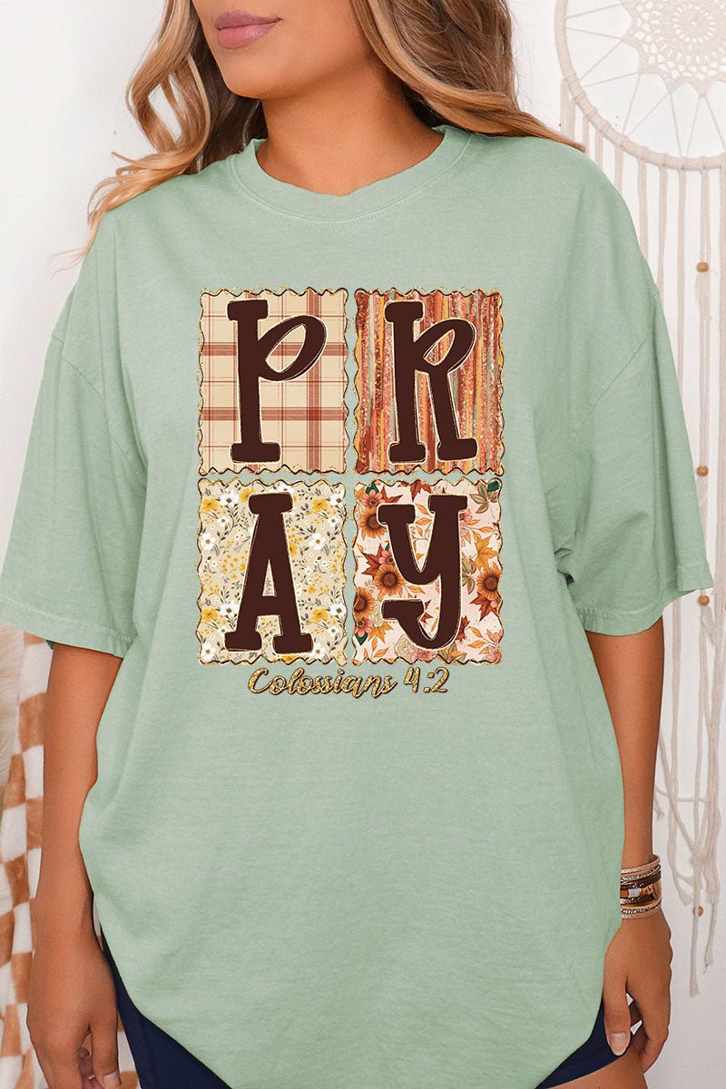Fall Floral Pray Comfort Colors Adult Ring - Spun Cotton Tee - Wholesale Accessory Market