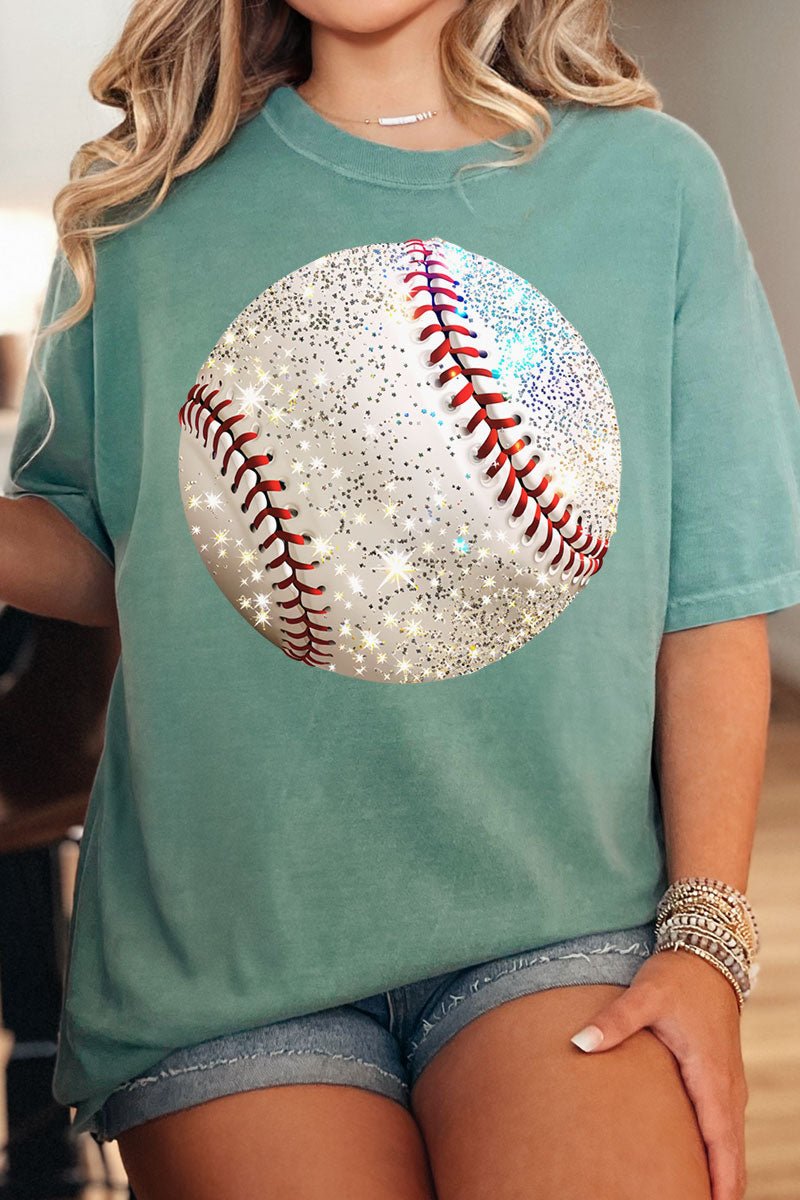 Faux Glitter Baseball Comfort Colors Adult Ring - Spun Cotton Tee - Wholesale Accessory Market