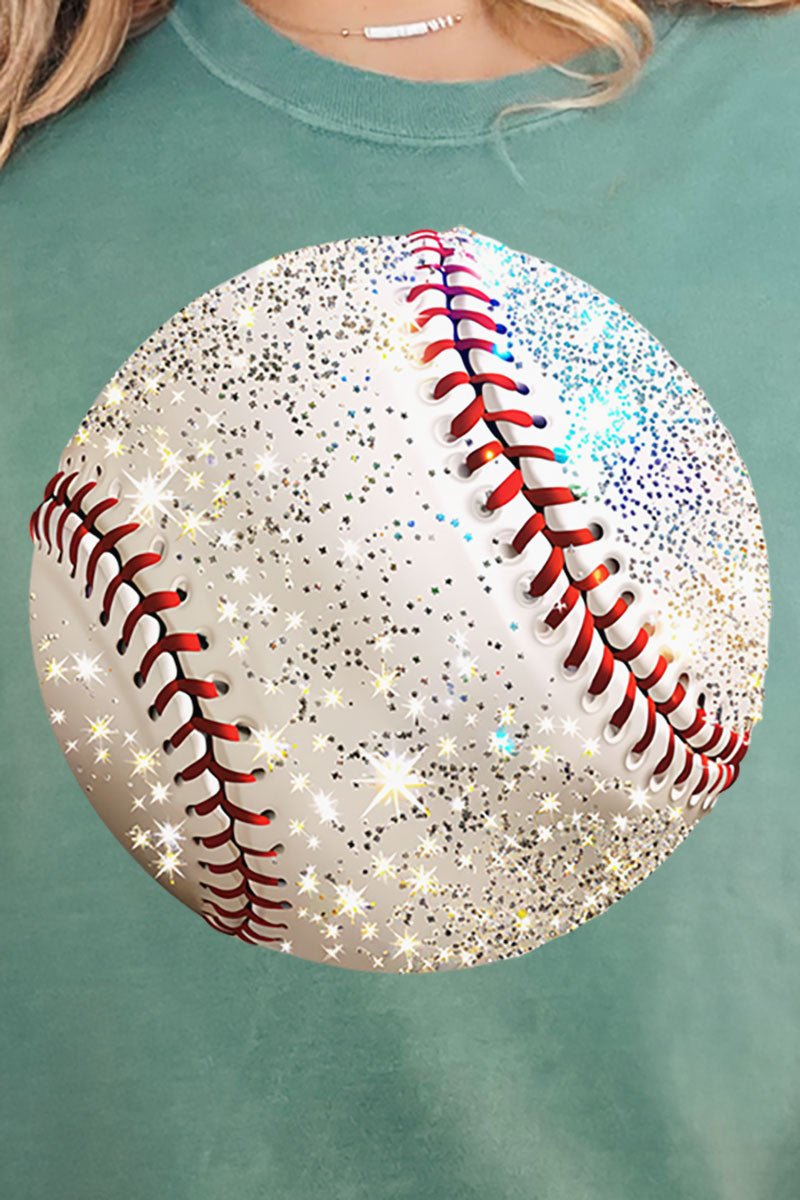 Faux Glitter Baseball Comfort Colors Adult Ring - Spun Cotton Tee - Wholesale Accessory Market