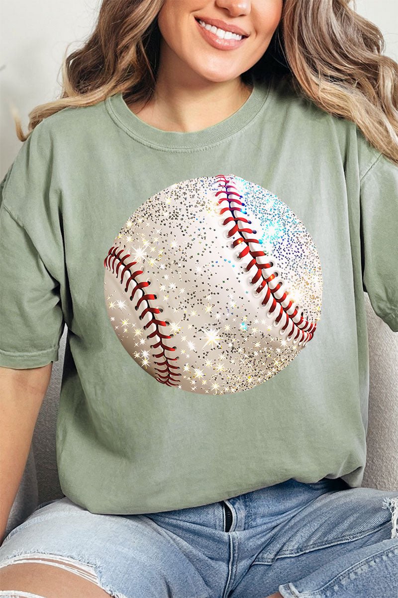 Faux Glitter Baseball Comfort Colors Adult Ring - Spun Cotton Tee - Wholesale Accessory Market