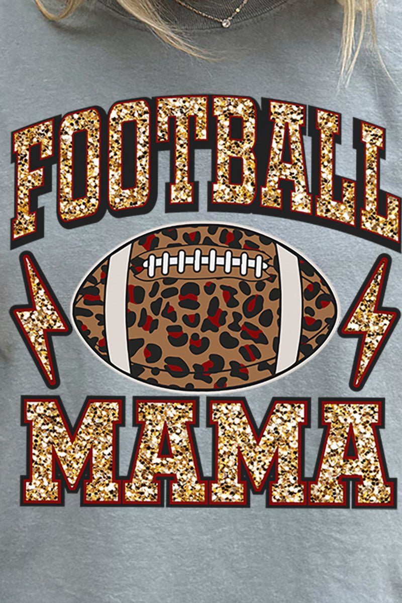 Faux Sequin Football Mama Comfort Colors Adult Ring - Spun Cotton Tee - Wholesale Accessory Market