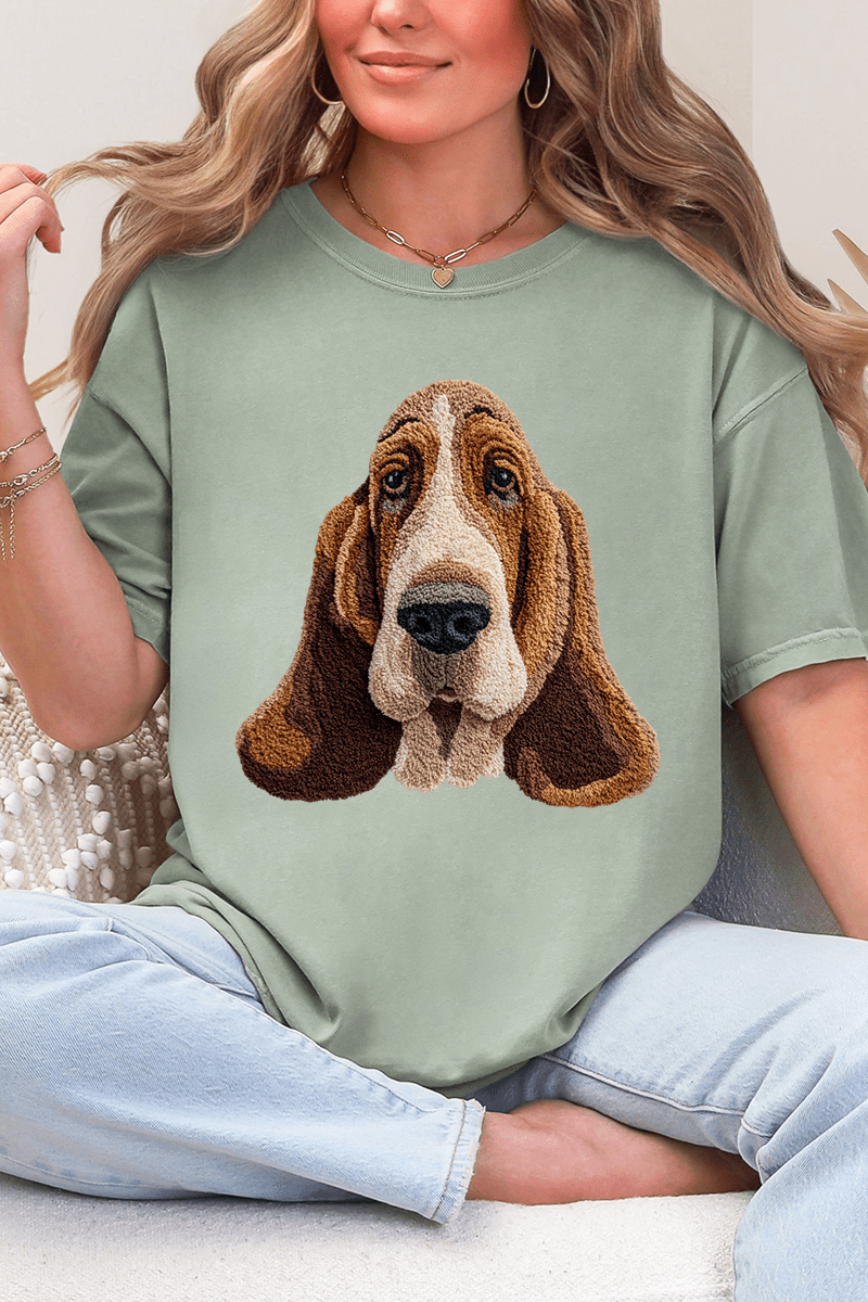 Faux Yarn Basset Hound Comfort Colors Adult Ring - Spun Cotton Tee - Wholesale Accessory Market