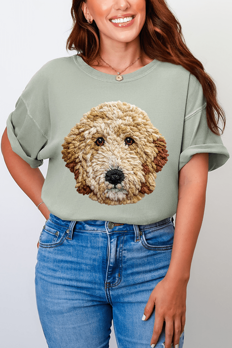 Faux Yarn Goldendoodle Comfort Colors Adult Ring - Spun Cotton Tee - Wholesale Accessory Market