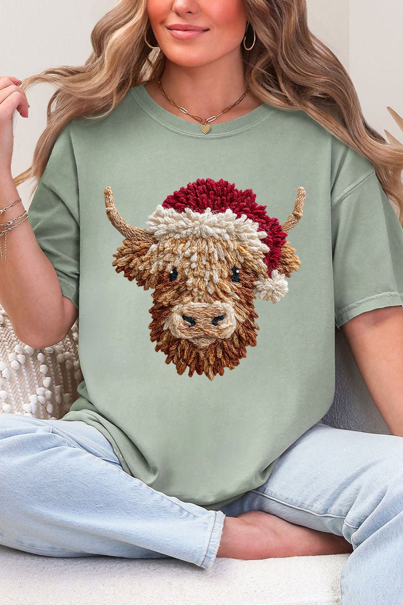 Faux Yarn Highland Cow Comfort Colors Adult Ring - Spun Cotton Tee - Wholesale Accessory Market