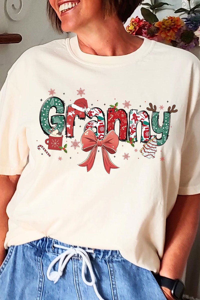 Festive Christmas Granny Comfort Colors Adult Ring - Spun Cotton Tee - Wholesale Accessory Market