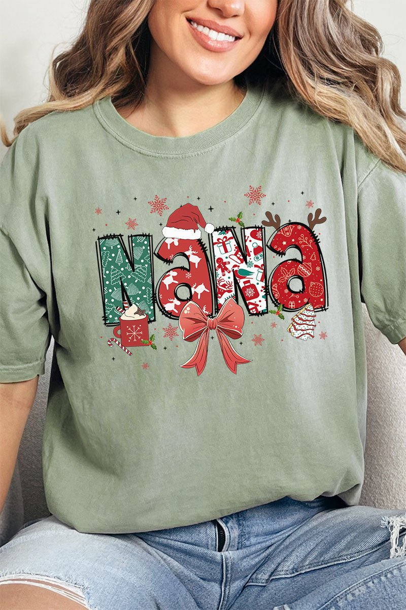 Festive Christmas Nana Comfort Colors Adult Ring - Spun Cotton Tee - Wholesale Accessory Market