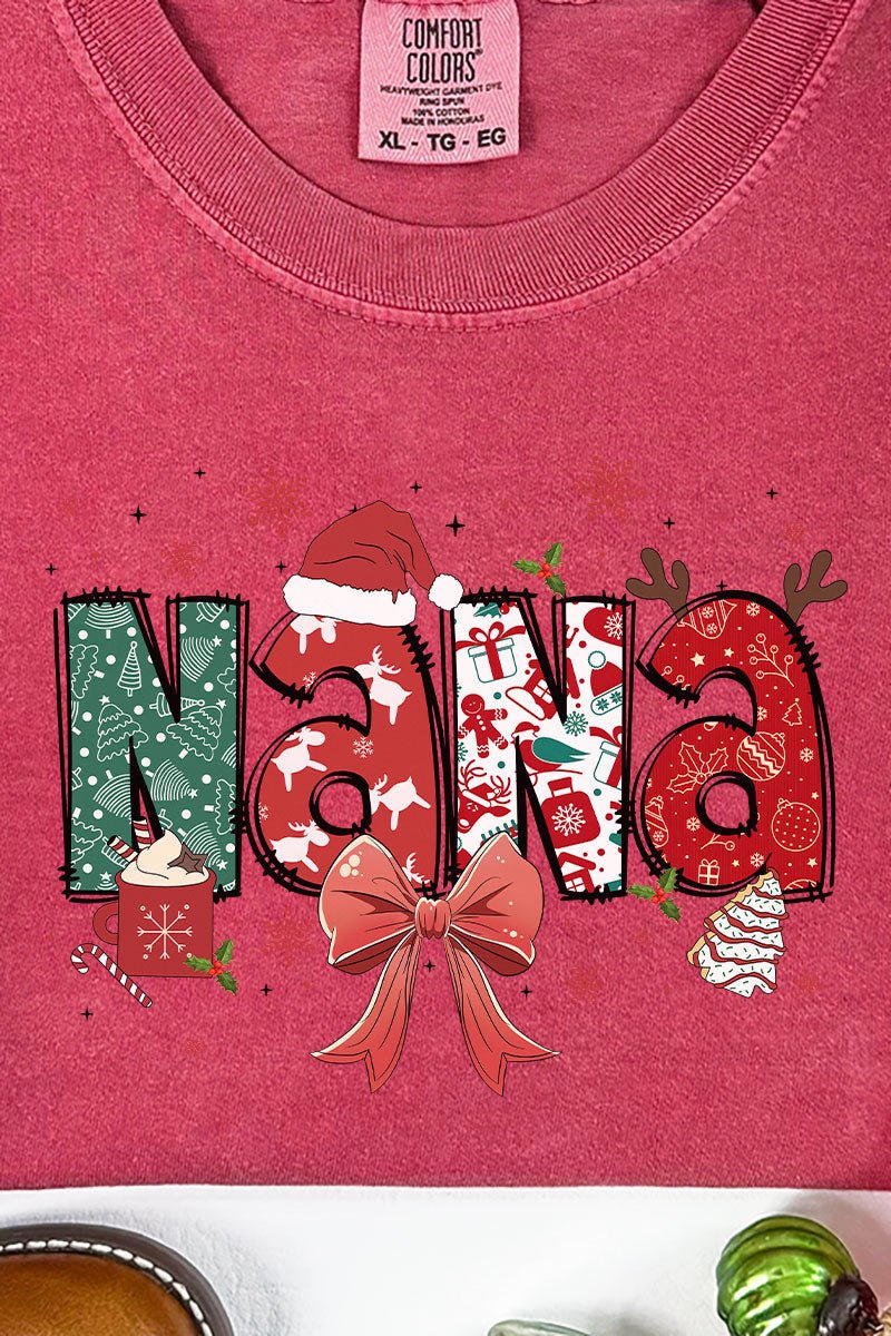 Festive Christmas Nana Comfort Colors Adult Ring - Spun Cotton Tee - Wholesale Accessory Market