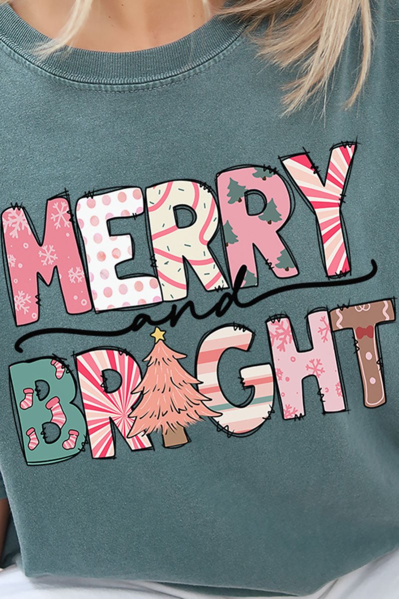 Festive Merry and Bright Comfort Colors Adult Ring - Spun Cotton Tee - Wholesale Accessory Market