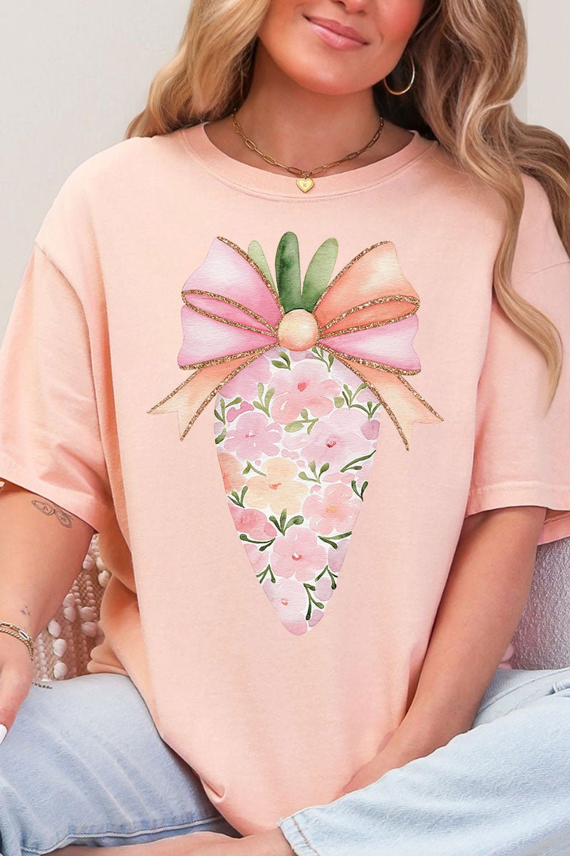 Floral Spring Carrot Comfort Colors Adult Ring - Spun Cotton Tee - Wholesale Accessory Market