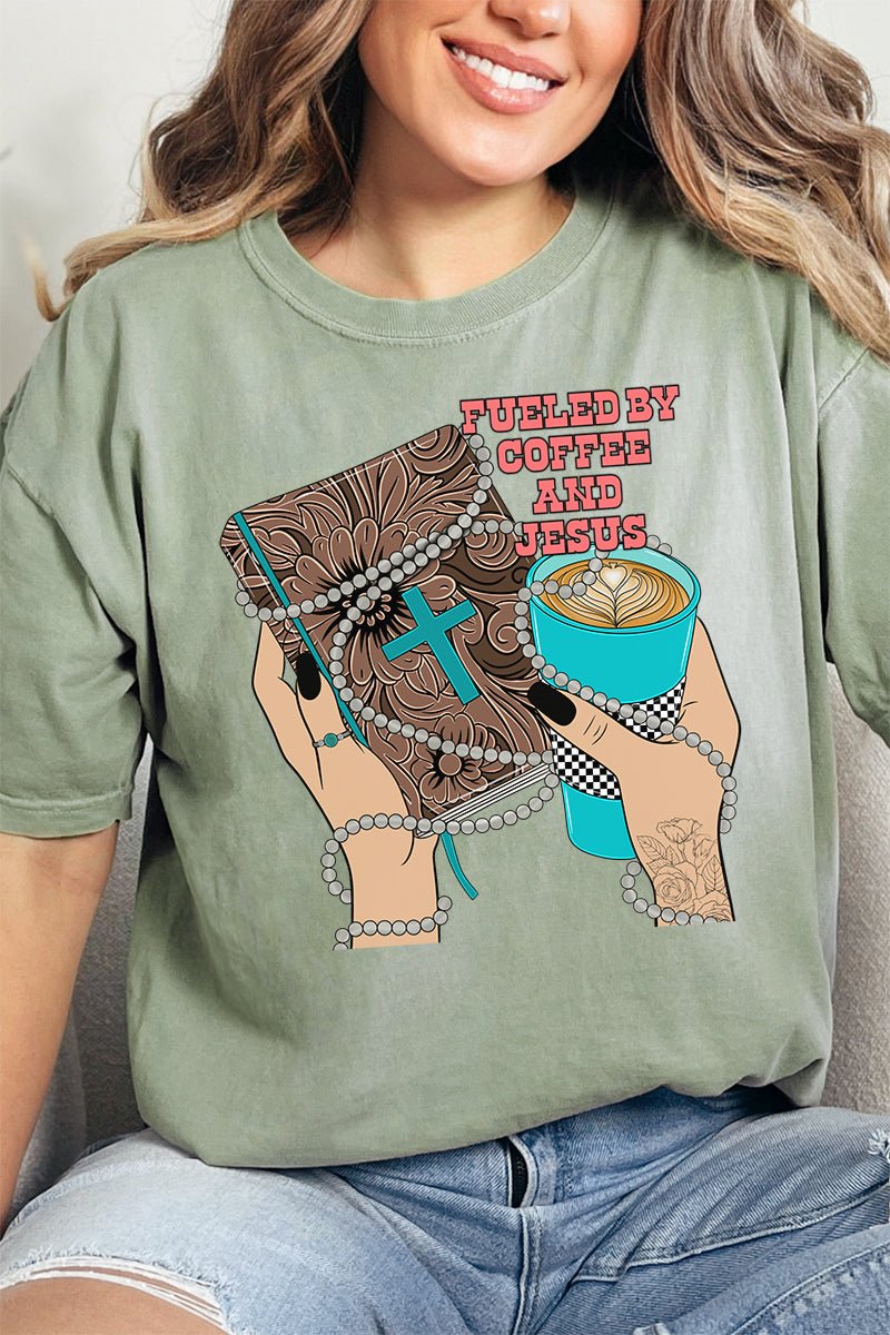 Fueled By Coffee & Jesus Comfort Colors Adult Ring - Spun Cotton Tee - Wholesale Accessory Market