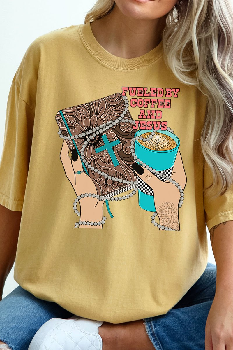 Fueled By Coffee & Jesus Comfort Colors Adult Ring - Spun Cotton Tee - Wholesale Accessory Market