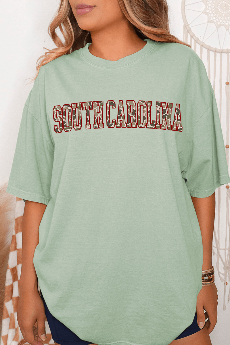 Garnet South Carolina Camo Comfort Colors Adult Ring - Spun Cotton Tee - Wholesale Accessory Market