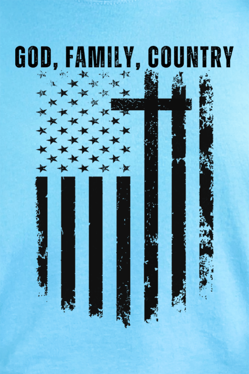 God, Family, Country Comfort Colors Adult Ring - Spun Cotton Tee - Wholesale Accessory Market