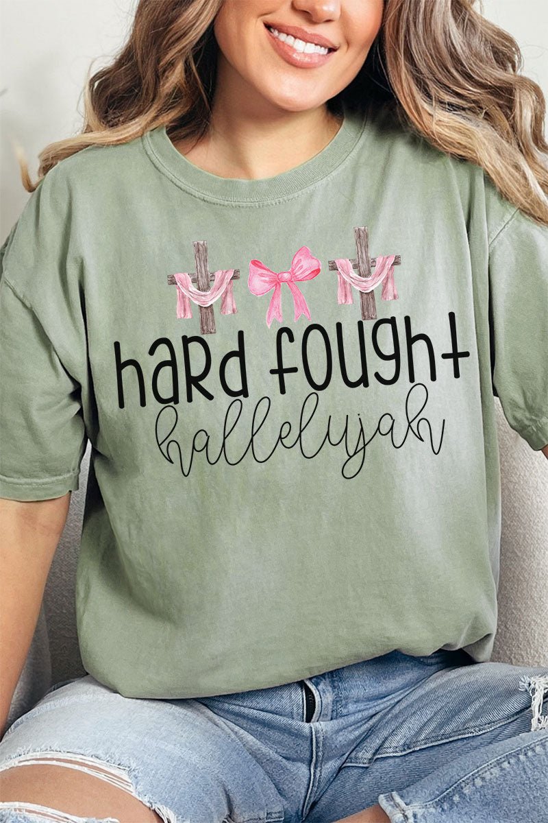 Hard Fought Hallelujah Comfort Colors Adult Ring - Spun Cotton Tee - Wholesale Accessory Market