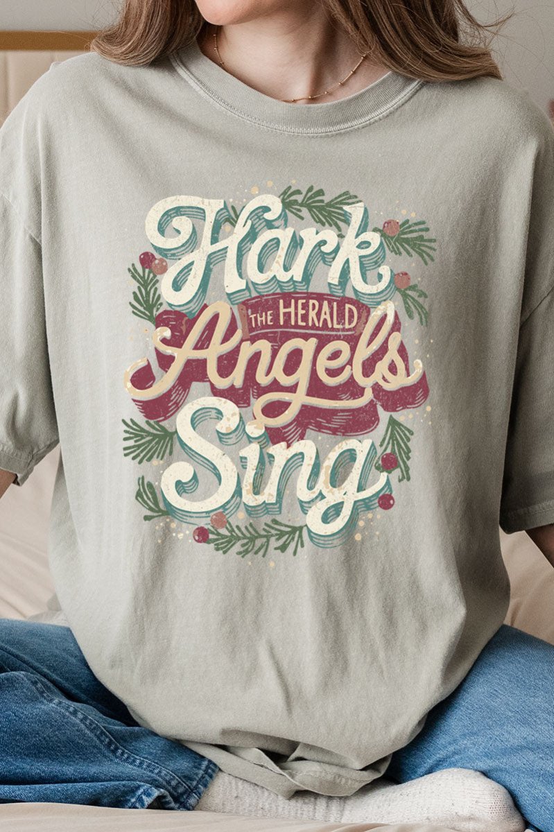 Hark The Herald Angels Sing Comfort Colors Adult Ring - Spun Cotton Tee - Wholesale Accessory Market