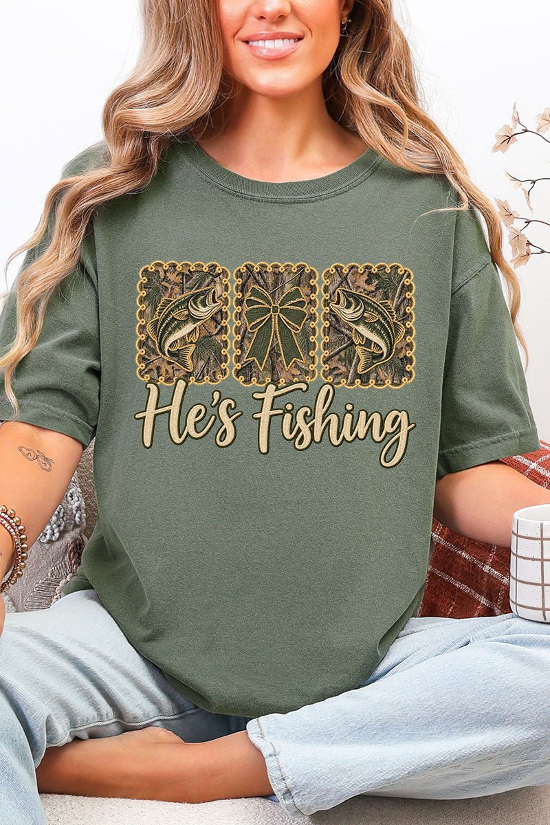 He's Fishing Comfort Colors Adult Ring-Spun Cotton Tee - Wholesale Accessory Market